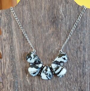 Zebra Jasper 5 Stone Statement Necklace
